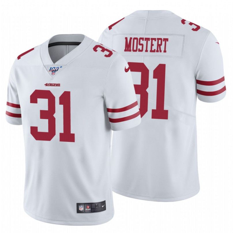 Men San Francisco 49ers #31 Raheem Mostert Nike White 100th Vapor Limited NFL Jersey->san francisco 49ers->NFL Jersey
